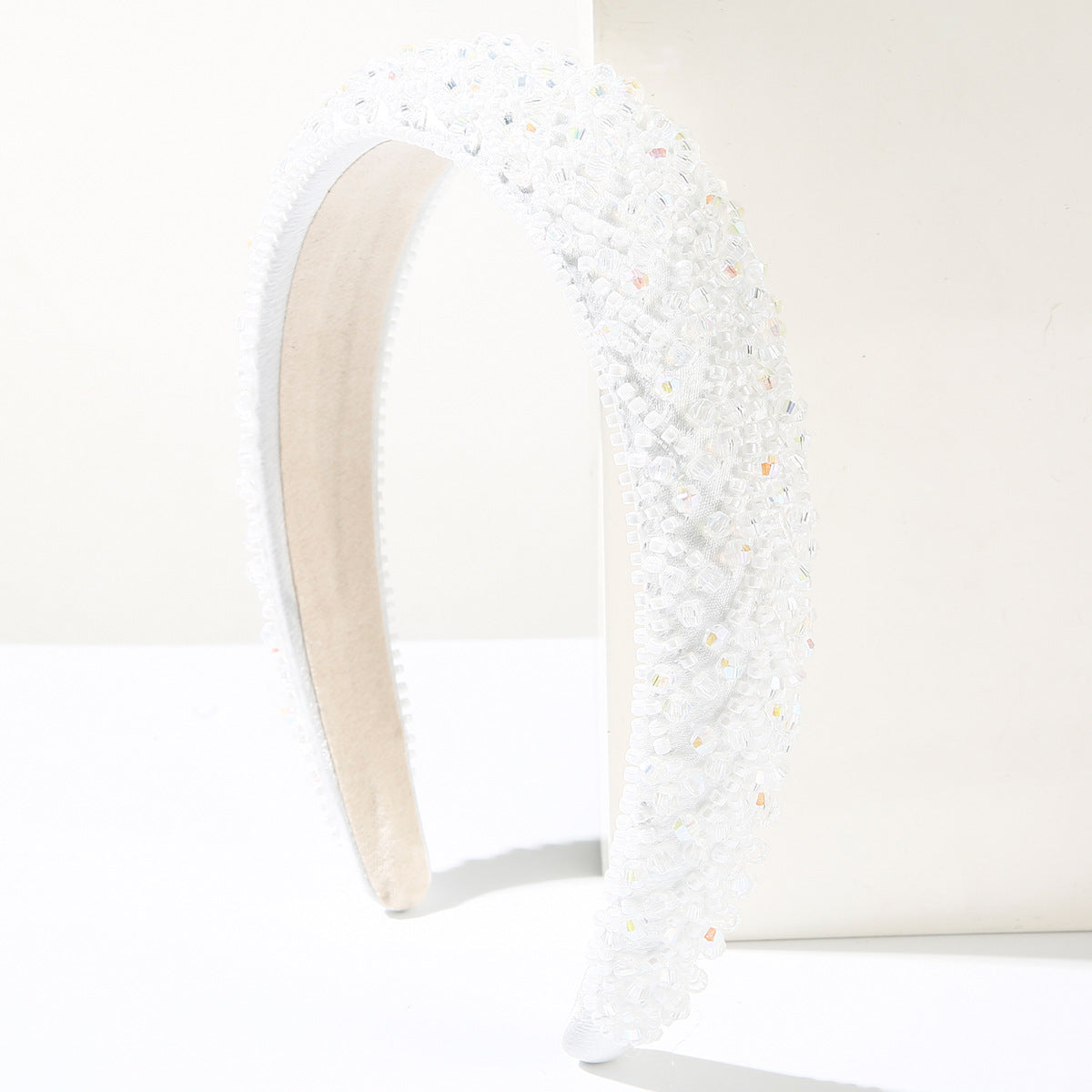 Wholesale Luxury Handmade Beaded Hair Hoop Women's Fashionable Simple Crystal Rice Beads Decorative Headband All-match High Cranial Top Hair Accessories